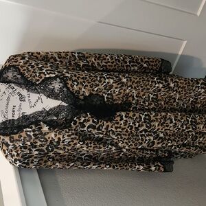 Lejaby Paris Multicolor Brown Print Midi Robe Womens Large